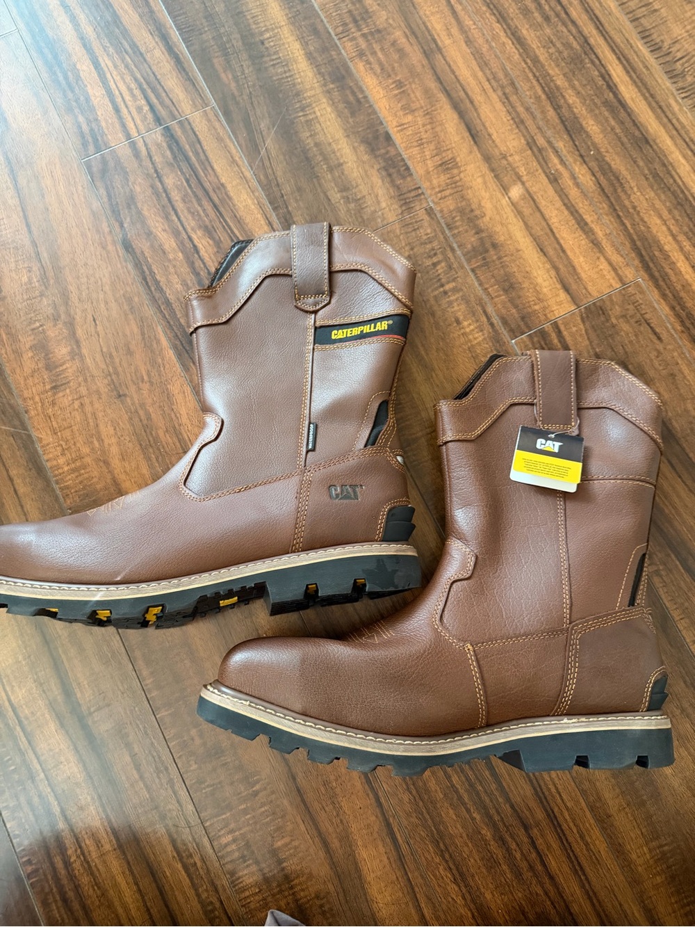 Caterpillar Brown Leather Pull-On Work Boots